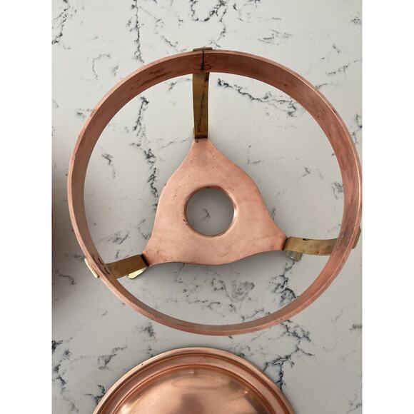 Vintage Charles R Ruegger Copper 3-pc Chafing Pot Warmer - Picture 10 of 12